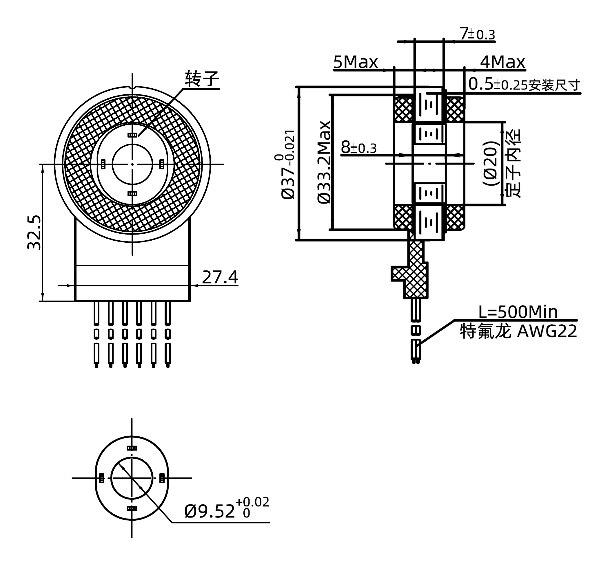 磁阻式旋变J37XU7102-旋转变压器 磁阻式旋变J37XU7102-旋转变压器