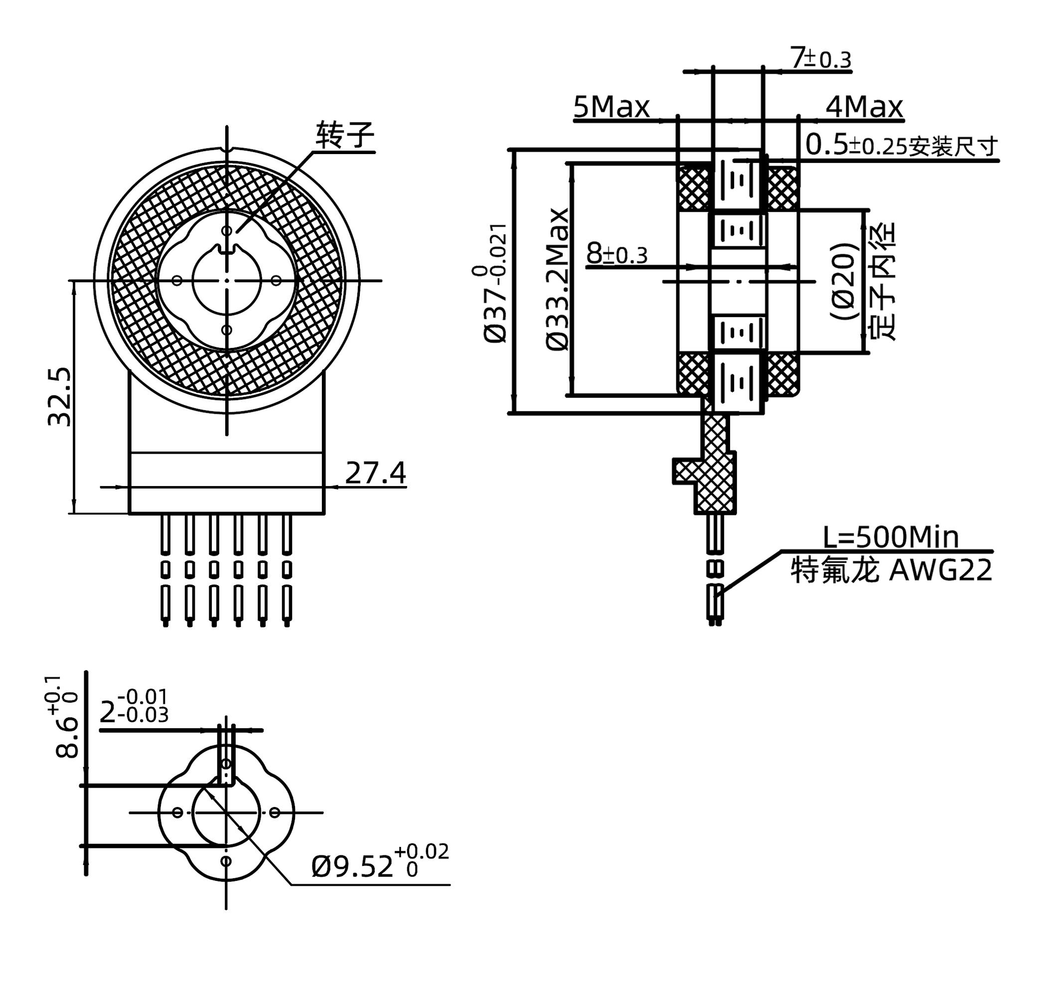 磁阻式旋变J37XU7104-旋转变压器